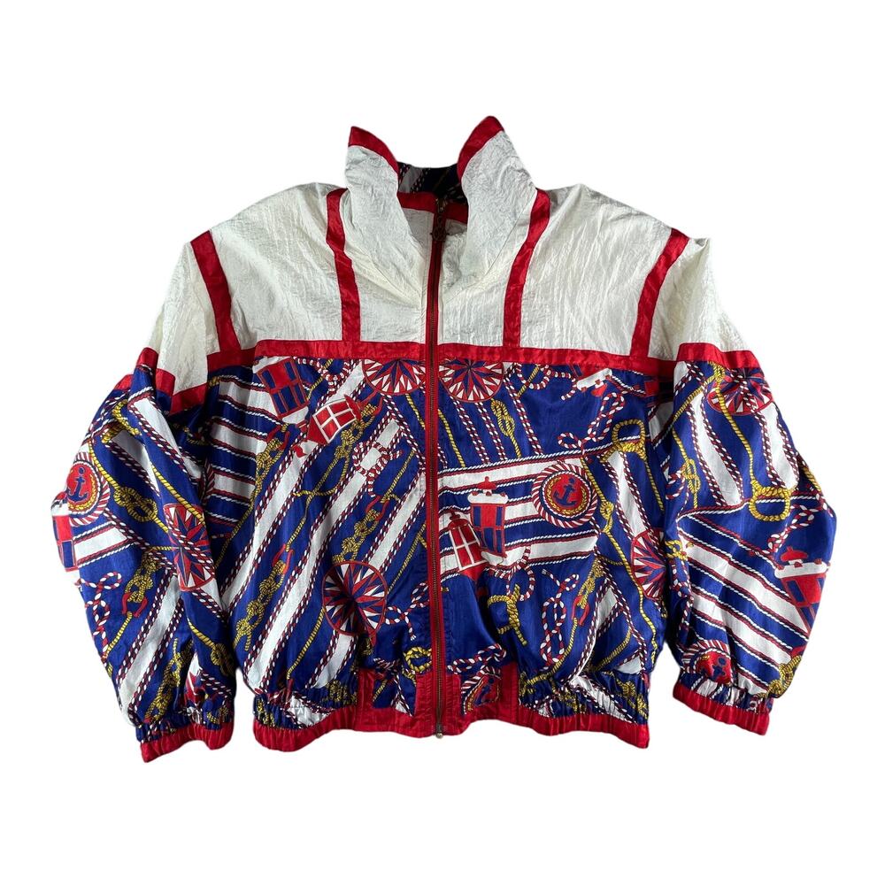 Lavon by Cheerful Corp Jacket Womens Large VINTAGE 1990’s Windbreaker Nautical